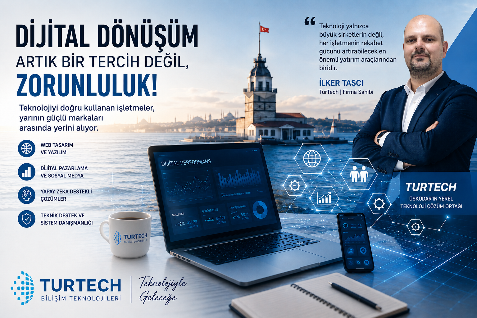 Dijital dönüşüm sayesinde işletmeler verimlilik ve güvenlik kazanır.
